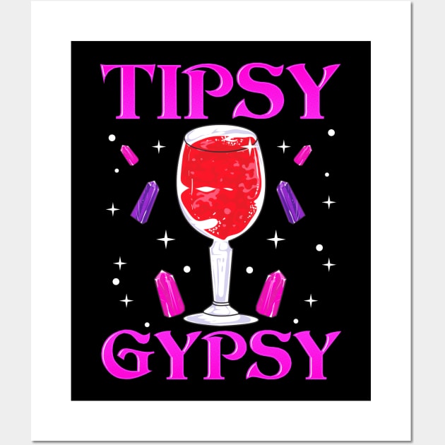 Cute Tipsy Gypsy Funny Halloween Drinking Wine Wall Art by theperfectpresents